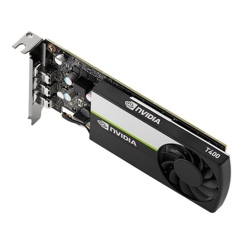 Karta graficzna PNY NVIDIA T400 4GB, GDDR6, 3x DisplayPort, PCI Express 3.0, LP - LP bracket, Retail Karta graficzna PNY NVIDIA T400 4GB, GDDR6, 3x DisplayPort, PCI Express 3.0, LP - LP bracket, Retail