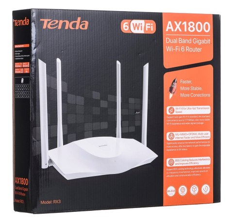Router Tenda RX3 Dwupasmowy gigabitowy router WiFi6 Router Tenda RX3 Dwupasmowy gigabitowy router WiFi6