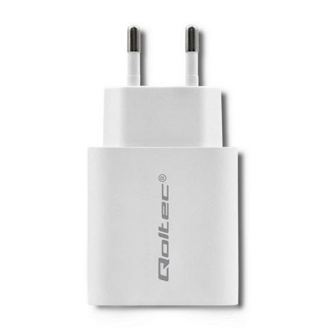 QOLTEC ŁADOWARKA SIECIOWA 18W | 5-12V | 1.5-3A | USB TYP C PD | USB QC 3.0 | BIAŁA QOLTEC ŁADOWARKA SIECIOWA 18W | 5-12V | 1.5-3A | USB TYP C PD | USB QC 3.0 | BIAŁA
