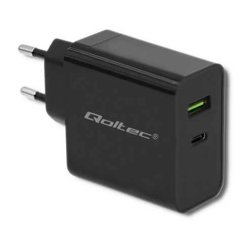 QOLTEC ŁADOWARKA SIECIOWA 42W | 5-20V | 2.25-3A | USB TYP C PD | USB | CZARNA QOLTEC ŁADOWARKA SIECIOWA 42W | 5-20V | 2.25-3A | USB TYP C PD | USB | CZARNA