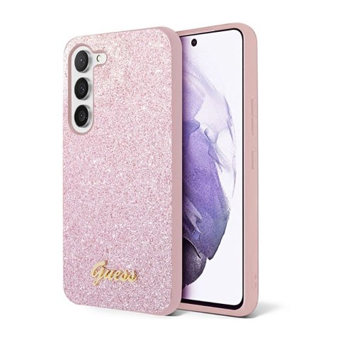 Guess Glitter Flakes Metal Logo Case - Etui Samsung Galaxy S23 (różowy) Guess Glitter Flakes Metal Logo Case - Etui Samsung Galaxy S23 (różowy)
