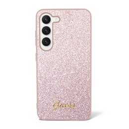 Guess Glitter Flakes Metal Logo Case - Etui Samsung Galaxy S23 (różowy)
