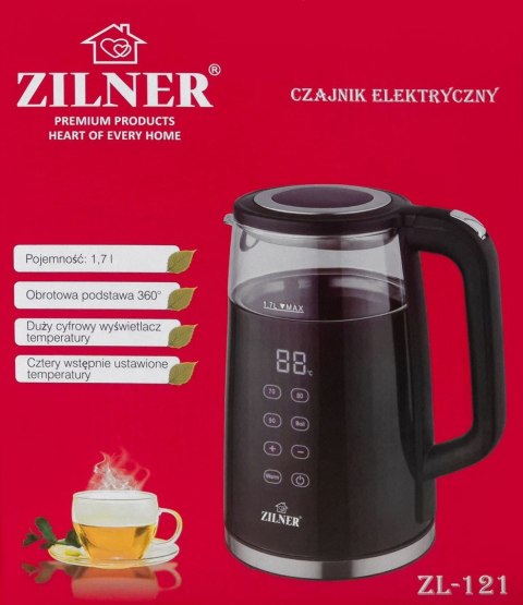 CZAJNIK ELEKTRYCZNY Z REGULACJĄ TEMPERATURY 1.7L 2200W ZILNER ZL-121 CZAJNIK ELEKTRYCZNY Z REGULACJĄ TEMPERATURY 1.7L 2200W ZILNER ZL-121