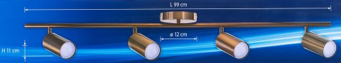Listwa reflektorowa poczwórna złota sufitowa ścienna Activejet SPECTRA kinkiet GU10 do salonu Listwa reflektorowa poczwórna złota sufitowa ścienna Activejet SPECTRA kinkiet GU10 do salonu