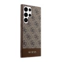 Guess 4G Bottom Stripe Metal Logo Collection - Etui Samsung Galaxy S23 Ultra (brązowy)