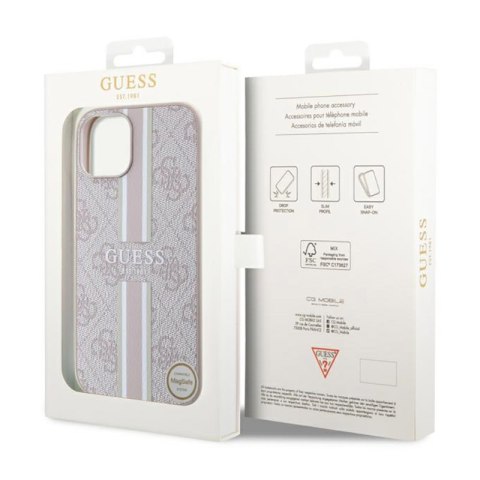 Guess 4G Printed Stripes MagSafe - Etui iPhone 14 Plus (Różowy) Guess 4G Printed Stripes MagSafe - Etui iPhone 14 Plus (Różowy)
