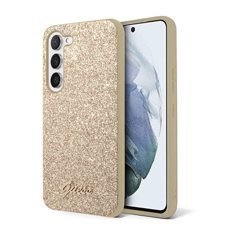 Guess Glitter Flakes Metal Logo Case - Etui Samsung Galaxy S23 (złoty) Guess Glitter Flakes Metal Logo Case - Etui Samsung Galaxy S23 (złoty)