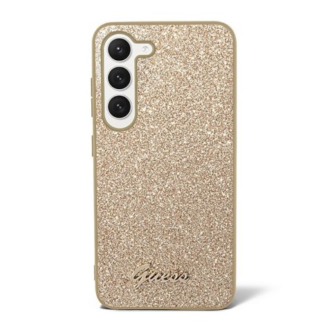 Guess Glitter Flakes Metal Logo Case - Etui Samsung Galaxy S23 (złoty) Guess Glitter Flakes Metal Logo Case - Etui Samsung Galaxy S23 (złoty)
