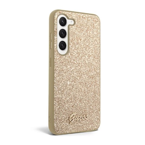Guess Glitter Flakes Metal Logo Case - Etui Samsung Galaxy S23 (złoty) Guess Glitter Flakes Metal Logo Case - Etui Samsung Galaxy S23 (złoty)