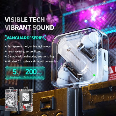 WEKOME V51 Vanguard Series - Bezprzewodowe słuchawki Bluetooth V5.1 TWS z etui ładującym (Biały) WEKOME V51 Vanguard Series - Bezprzewodowe słuchawki Bluetooth V5.1 TWS z etui ładującym (Biały)