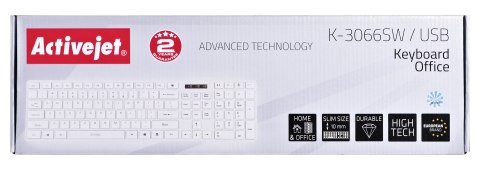 Activejet K-3066SW Klawiatura przewodowa USB, biała Activejet K-3066SW Klawiatura przewodowa USB, biała