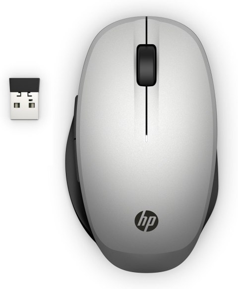Mysz HP Dual Mode Wireless/Bluetooth Mouse Silver 300 bezprzewodowa srebrna 6CR72AA Mysz HP Dual Mode Wireless/Bluetooth Mouse Silver 300 bezprzewodowa srebrna 6CR72AA