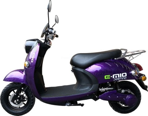 Skuter elektryczny E-MIO Destina fioletowy moc 2000W, prędkość 45 km/h, zasięg 50 km + kufer Skuter elektryczny E-MIO Destina fioletowy moc 2000W, prędkość 45 km/h, zasięg 50 km + kufer