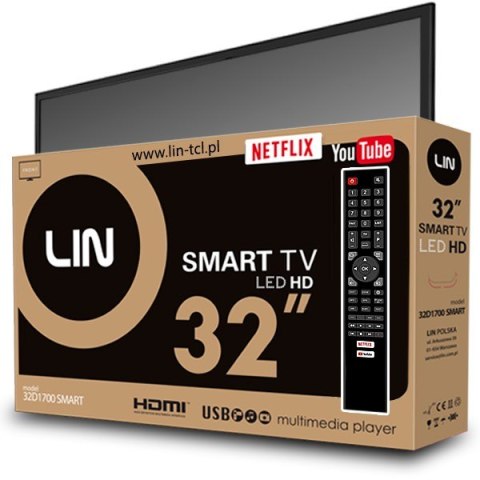 Telewizor 32" LIN 32D1700 SMART HD Ready DVB-T2 Telewizor 32" LIN 32D1700 SMART HD Ready DVB-T2