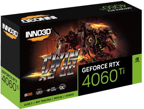 Karta graficzna INNO3D GeForce RTX 4060 Ti TWIN X2 OC 8GB GDDR6 DLSS 3 Karta graficzna INNO3D GeForce RTX 4060 Ti TWIN X2 OC 8GB GDDR6 DLSS 3