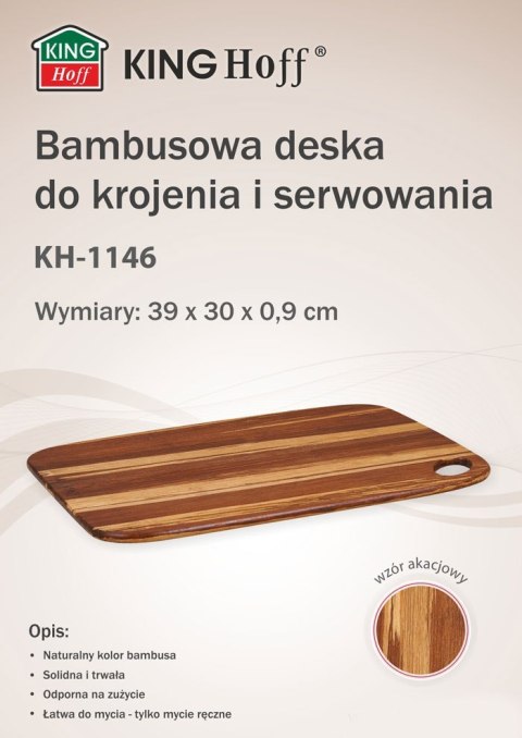 DESKA DO KROJENIA 39 X 30CM BAMBUSOWA KiNGHOFF KH-1146 DESKA DO KROJENIA 39 X 30CM BAMBUSOWA KiNGHOFF KH-1146