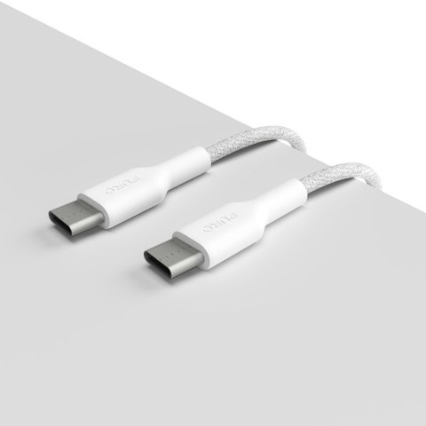 PURO Fabric - Kabel w oplocie heavy duty USB-C do USB-C 1,2m (biały) PURO Fabric - Kabel w oplocie heavy duty USB-C do USB-C 1,2m (biały)