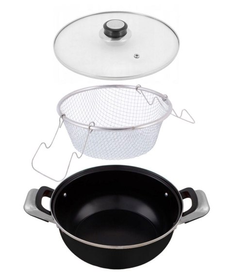 GARNEK Z KOSZYKIEM DO SMAŻENIA FRYTEK 4.0L 24cm EDEL HOFF EH-7708-BK GARNEK Z KOSZYKIEM DO SMAŻENIA FRYTEK 4.0L 24cm EDEL HOFF EH-7708-BK