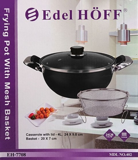 GARNEK Z KOSZYKIEM DO SMAŻENIA FRYTEK 4.0L 24cm EDEL HOFF EH-7708-BK GARNEK Z KOSZYKIEM DO SMAŻENIA FRYTEK 4.0L 24cm EDEL HOFF EH-7708-BK