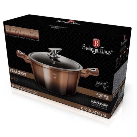 GARNEK Z POWŁOKĄ GRANITOWĄ 2.5L 20cm BERLINGER HAUS ROSE GOLD NOIR BH-1894 GARNEK Z POWŁOKĄ GRANITOWĄ 2.5L 20cm BERLINGER HAUS ROSE GOLD NOIR BH-1894