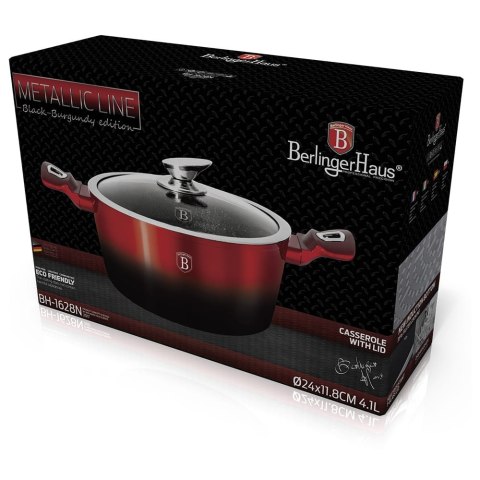 GARNEK Z POWŁOKĄ GRANITOWĄ 24cm 4.1L BERLINGER HAUS BLACK BURGUNDY BH-1628 GARNEK Z POWŁOKĄ GRANITOWĄ 24cm 4.1L BERLINGER HAUS BLACK BURGUNDY BH-1628