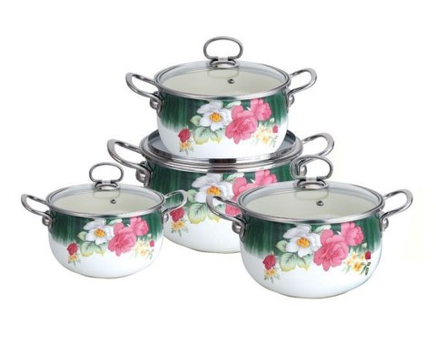 GARNKI EMALIOWANE 8 EL. EDEL HOFF ROSE EH-7060-G / 7062 GARNKI EMALIOWANE 8 EL. EDEL HOFF ROSE EH-7060-G / 7062