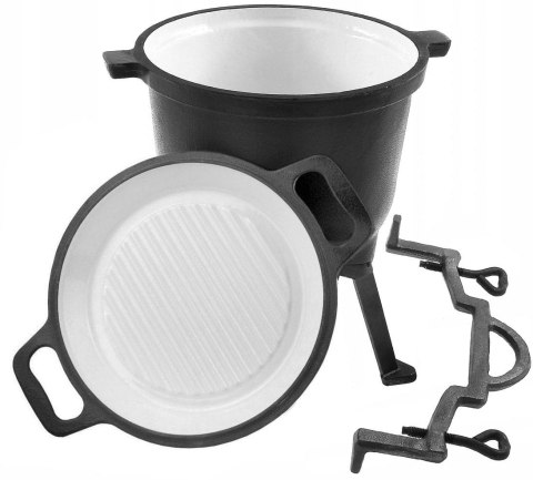 KOCIOŁEK ŻELIWNY MYŚLIWSKI 8L EMALIOWANY Z PATELNIĄ GRILLOWĄ ROSSNER MK-204 KOCIOŁEK ŻELIWNY MYŚLIWSKI 8L EMALIOWANY Z PATELNIĄ GRILLOWĄ ROSSNER MK-204