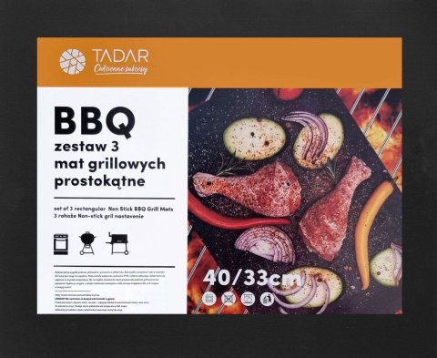KOMPLET 3 MAT GRILLOWYCH BBQ 40 X 33 CM MATY NIEPRZYWIERAJĄCE PTFE TADAR TD-2185 KOMPLET 3 MAT GRILLOWYCH BBQ 40 X 33 CM MATY NIEPRZYWIERAJĄCE PTFE TADAR TD-2185