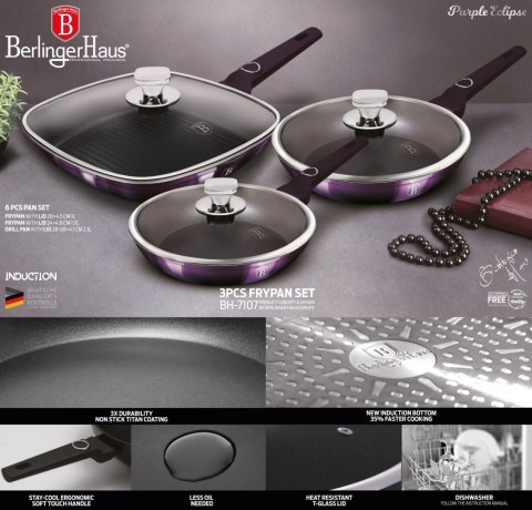 KOMPLET PATELNI Z POWŁOKĄ TYTANOWĄ 6-ELE BERLINGER HAUS PURPLE ECLIPSE BH-7107 KOMPLET PATELNI Z POWŁOKĄ TYTANOWĄ 6-ELE BERLINGER HAUS PURPLE ECLIPSE BH-7107