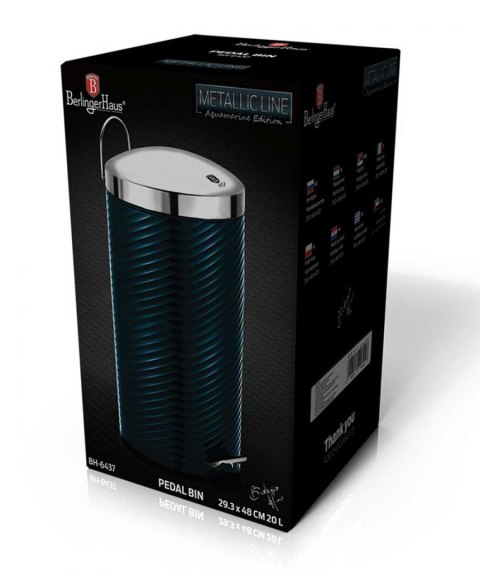 KOSZ NA ŚMIECI 20L STAL NIERDZEWNA BERLINGER HAUS AQUAMARINE BH-6437 KOSZ NA ŚMIECI 20L STAL NIERDZEWNA BERLINGER HAUS AQUAMARINE BH-6437