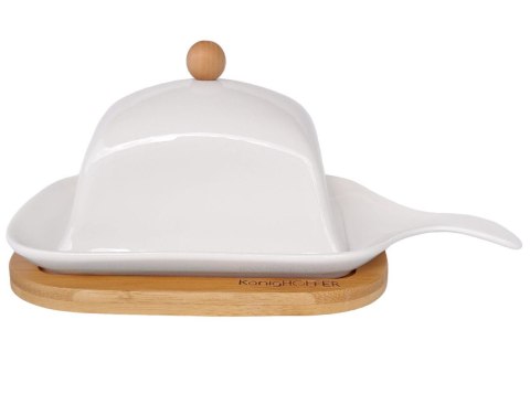 MASELNICZKA PORCELANOWA Z DREWNIANĄ PODSTAWĄ KONIGHOFFER KG-0616 MASELNICZKA PORCELANOWA Z DREWNIANĄ PODSTAWĄ KONIGHOFFER KG-0616