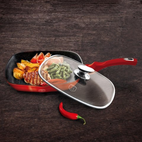 PATELNIA GRANITOWA GRILL 28CM BERLINGER HAUS METALLIC LINE BURGUNDY BH-1613-N PATELNIA GRANITOWA GRILL 28CM BERLINGER HAUS METALLIC LINE BURGUNDY BH-1613-N