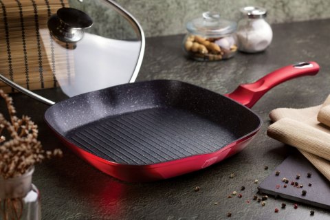 PATELNIA GRANITOWA GRILL 28CM BERLINGER HAUS METALLIC LINE BURGUNDY BH-1613-N PATELNIA GRANITOWA GRILL 28CM BERLINGER HAUS METALLIC LINE BURGUNDY BH-1613-N