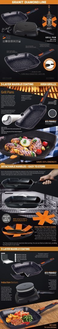 PATELNIA GRILL GRANITOWA 28cm BERLINGER HAUS GRANIT DIAMOND BH-1105 PATELNIA GRILL GRANITOWA 28cm BERLINGER HAUS GRANIT DIAMOND BH-1105