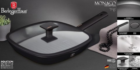 PATELNIA GRILLOWA Z POKRYWKĄ Z POWŁOKĄ TYTANOWĄ KWADRATOWA 28CM BERLINGER HAUS MONACO BH-7093 PATELNIA GRILLOWA Z POKRYWKĄ Z POWŁOKĄ TYTANOWĄ KWADRATOWA 28CM BERLINGER HAUS MONACO BH-7093