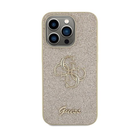Guess Glitter Script Big 4G - Etui iPhone 15 Pro Max (złoty) Guess Glitter Script Big 4G - Etui iPhone 15 Pro Max (złoty)