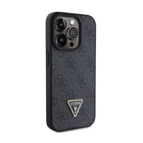 Guess Leather 4G Triangle Strass - Etui iPhone 15 Pro Max (czarny) Guess Leather 4G Triangle Strass - Etui iPhone 15 Pro Max (czarny)