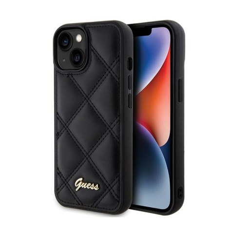 Guess Quilted Metal Logo - Etui iPhone 15 (czarny) Guess Quilted Metal Logo - Etui iPhone 15 (czarny)