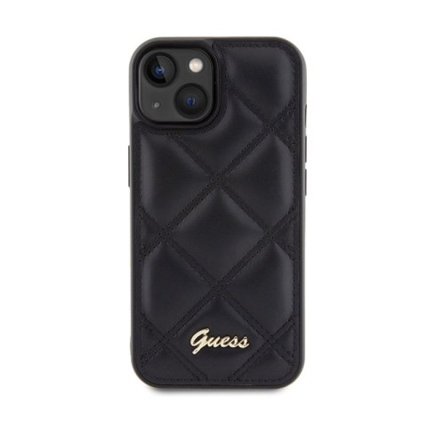 Guess Quilted Metal Logo - Etui iPhone 15 (czarny) Guess Quilted Metal Logo - Etui iPhone 15 (czarny)
