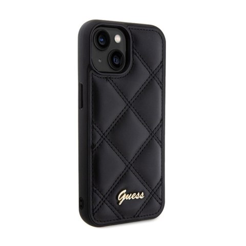 Guess Quilted Metal Logo - Etui iPhone 15 (czarny) Guess Quilted Metal Logo - Etui iPhone 15 (czarny)