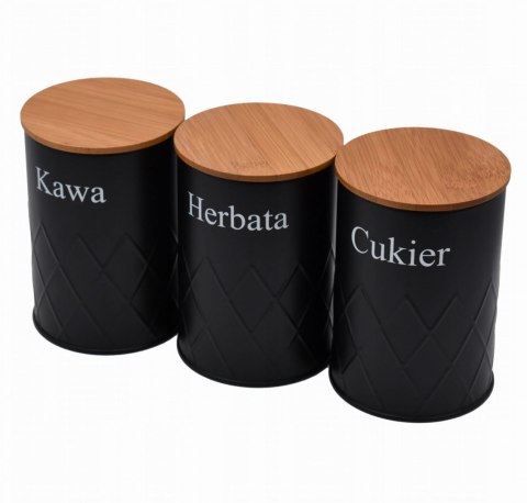 ZESTAW 3 POJEMNIKÓW KAWA HERBATA CUKIER BRUNBESTE BB-2723 ZESTAW 3 POJEMNIKÓW KAWA HERBATA CUKIER BRUNBESTE BB-2723