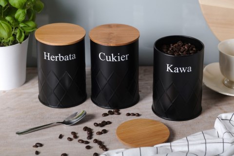 ZESTAW 3 POJEMNIKÓW KAWA HERBATA CUKIER BRUNBESTE BB-2723 ZESTAW 3 POJEMNIKÓW KAWA HERBATA CUKIER BRUNBESTE BB-2723