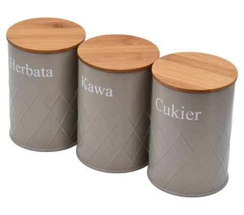 ZESTAW 3 POJEMNIKÓW KAWA HERBATA CUKIER BRUNBESTE BB-2724 ZESTAW 3 POJEMNIKÓW KAWA HERBATA CUKIER BRUNBESTE BB-2724