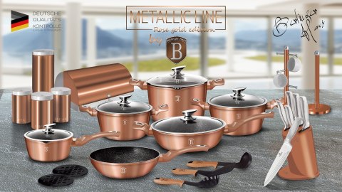 ZESTAW 3 POJEMNIKÓW KUCHENNYCH ROSE GOLD METALLIC LINE BH-1605 ZESTAW 3 POJEMNIKÓW KUCHENNYCH ROSE GOLD METALLIC LINE BH-1605