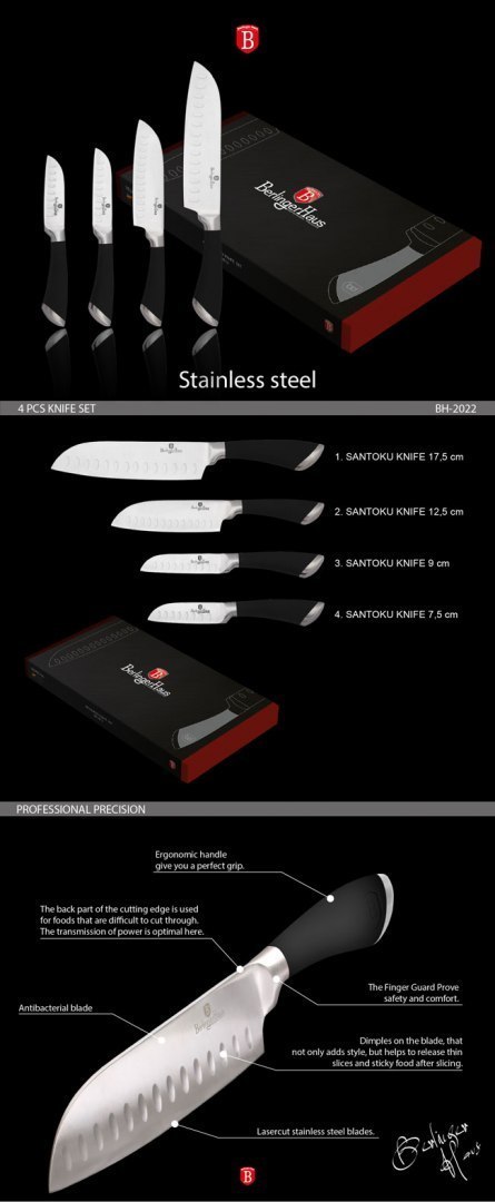 ZESTAW 4 NOŻY SANTOKU BERLINGER HAUS VELVET BH-2022 ZESTAW 4 NOŻY SANTOKU BERLINGER HAUS VELVET BH-2022