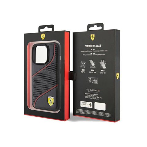 Ferrari Perforated Waves Metal Logo - Etui iPhone 15 Pro (czarny) Ferrari Perforated Waves Metal Logo - Etui iPhone 15 Pro (czarny)