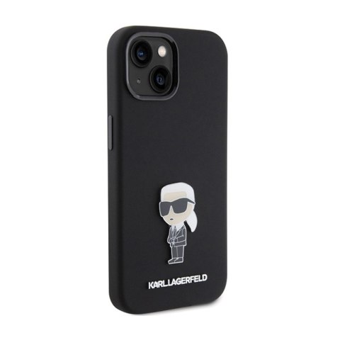 Karl Lagerfeld Silicone Ikonik Metal Pin - Etui iPhone 15 Plus (czarny) Karl Lagerfeld Silicone Ikonik Metal Pin - Etui iPhone 15 Plus (czarny)