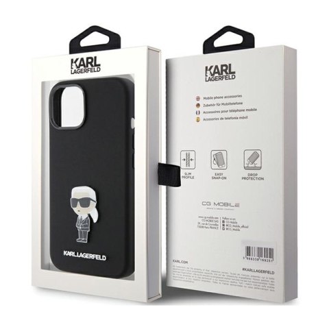 Karl Lagerfeld Silicone Ikonik Metal Pin - Etui iPhone 15 Plus (czarny) Karl Lagerfeld Silicone Ikonik Metal Pin - Etui iPhone 15 Plus (czarny)