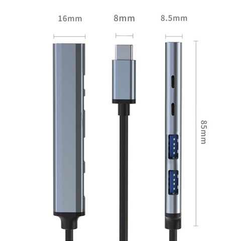 QOLTEC ADAPTER HUB USB-C 3.1 5W1 | USB-C PD | USB-C | 2X USB 2.0 | USB 3.0 QOLTEC ADAPTER HUB USB-C 3.1 5W1 | USB-C PD | USB-C | 2X USB 2.0 | USB 3.0