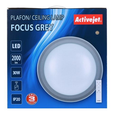 Nowoczesny plafon sufitowy LED Activejet FOCUS Szary ściemnialny ze zdalnym sterowaniem na pilota Nowoczesny plafon sufitowy LED Activejet FOCUS Szary ściemnialny ze zdalnym sterowaniem na pilota
